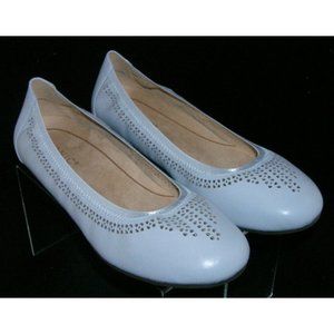Vionic Whisper blue haze leather round toe cut out slip on ballet flats 9W